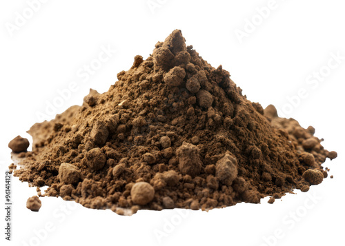 Dirt, soil pile cut out. isolated on transparent background. Copy space. PNG photo