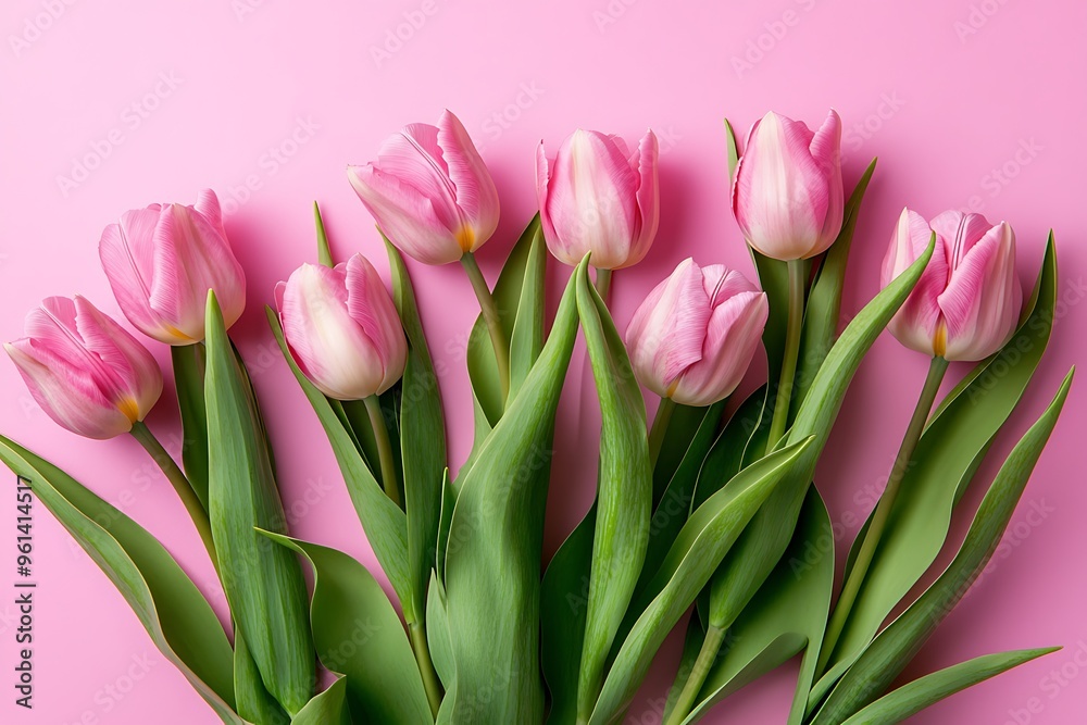 Tulips on a pink background Tulips on a pink background