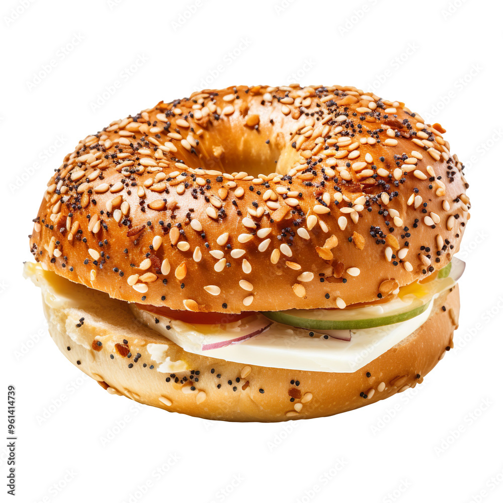 Fresh bagel sandwich isolated on transparent and white background Fresh bagel sandwich isolated on transparent and white background