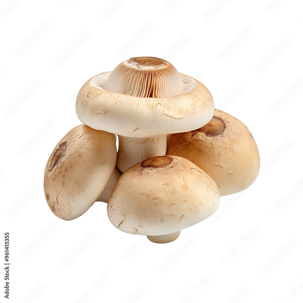 Fresh champignon mushrooms isolated on transparent and white background Fresh champignon mushrooms isolated on transparent and white background