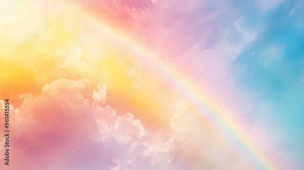 Rainbow in the Clouds Pastel Sky Background Rainbow in the Clouds Pastel Sky Background