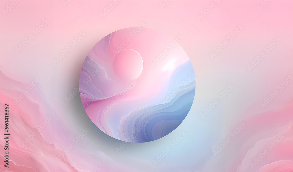 Obraz premium A 3d pink sun above the cloud pink pastel gradient
