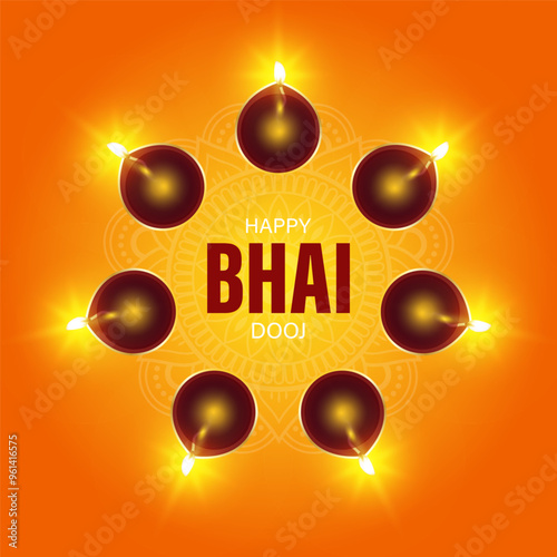 Vector illustration of Happy Bhai Dooj social media feed template photo