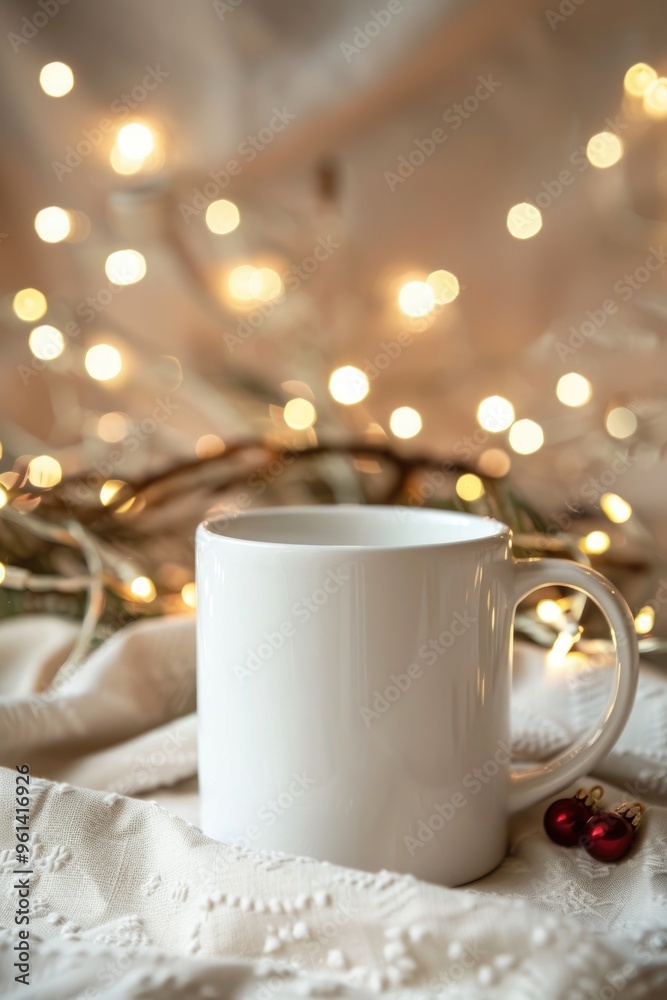 Fototapeta premium Cozy Winter Comfort with Warm Mug and Festive Decorations