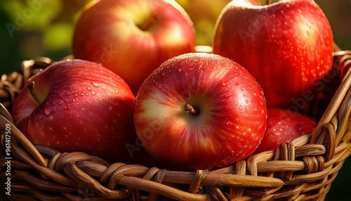A close-up of red apples in a basket