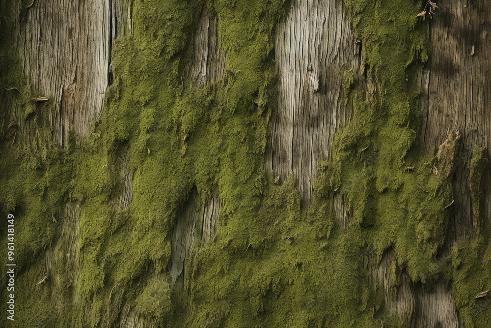 Processed collage of moss on tree bark surface texture. Background for banner, backdrop or texture Processed collage of moss on tree bark surface texture. Background for banner, backdrop or texture
