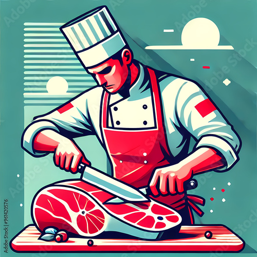 Chef Cutting Meat 