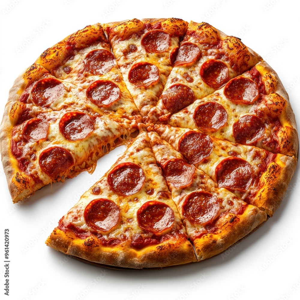 A Partially Eaten Pepperoni Pizza with One Slice Removed A Partially Eaten Pepperoni Pizza with One Slice Removed
