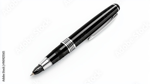 A sleek black pen with silver accents, perfect for professional writing and elegant gifts.