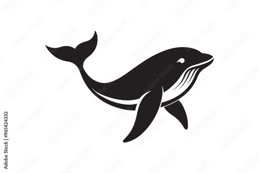Fototapeta premium Whale silhouette vector illustration, Whale silhouette vector, Whale silhouette PNG