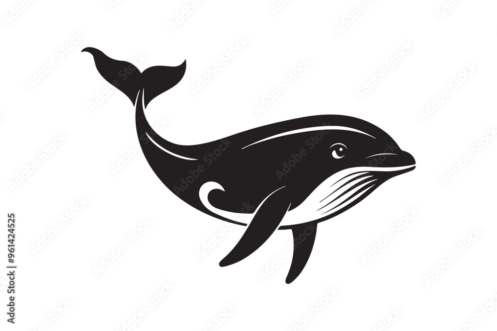 Obraz premium Whale silhouette vector illustration, Whale silhouette vector, Whale silhouette PNG