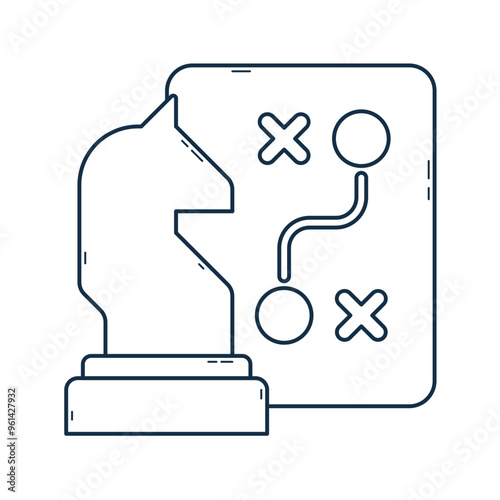 Business goal planning strategy line icon, chess symbol