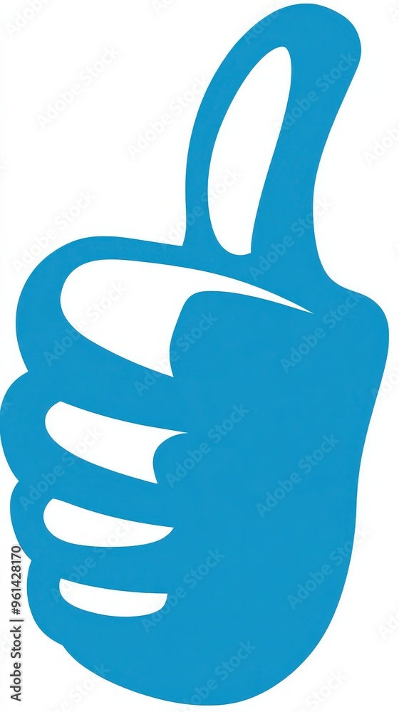 Thumbs Up Icon in Blue on White Background - Positive Approval Symbol Illustration Thumbs Up Icon in Blue on White Background - Positive Approval Symbol Illustration