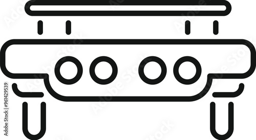 Simple line art vector icon of a magnetic levitation train levitating above a rail