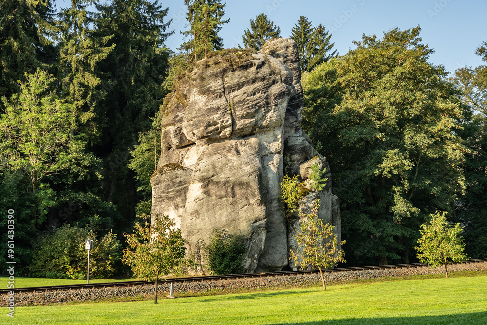National Park of Adrspach Teplice rocks. Beautiful limestone sandstones rocks in Adrspach, Czech Republic. Adrspach Teplice Rocks mountain range in Central Sudetes part of the Table Mountains.