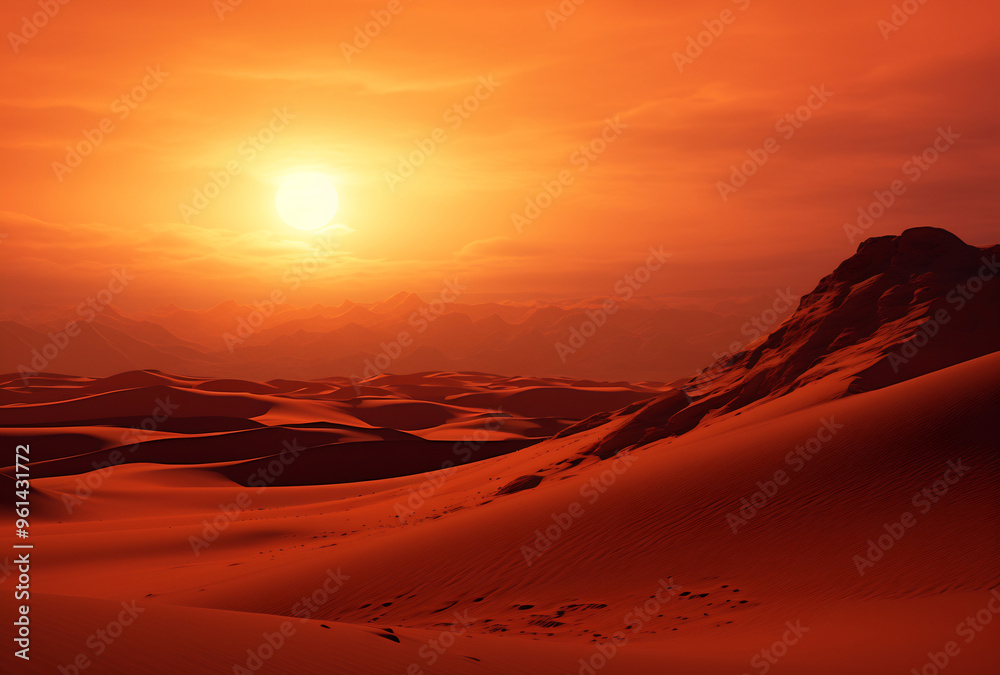 Fototapeta premium Sunset Embrace in the Desert Dunes