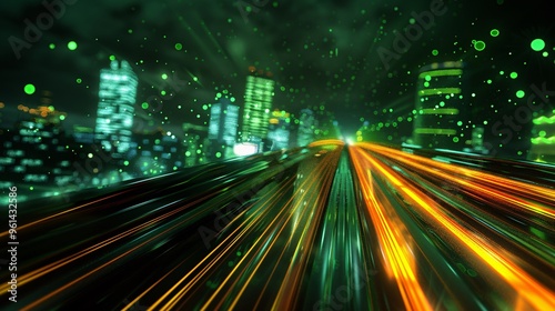 Wallpaper Mural Futuristic Cityscape with Glowing Lights and Speed Lines Torontodigital.ca