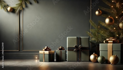クリスマスのシックなデコレーションイメージ背景