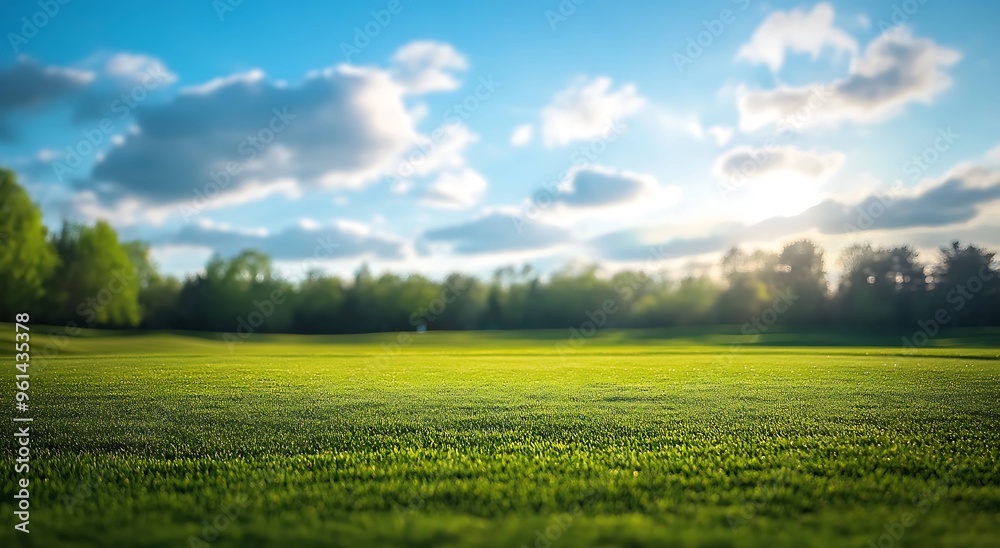 Green grass field with sunlight and blue sky background. Close up. Green grass field with sunlight and blue sky background. Close up.