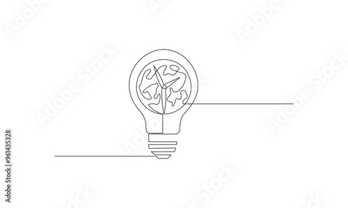 Vector continuous one simple single abstract line drawing of Earth hour isolated on white background