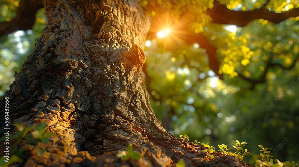 Obraz premium Closeup 3D Render of Tree Bark with Sunlight