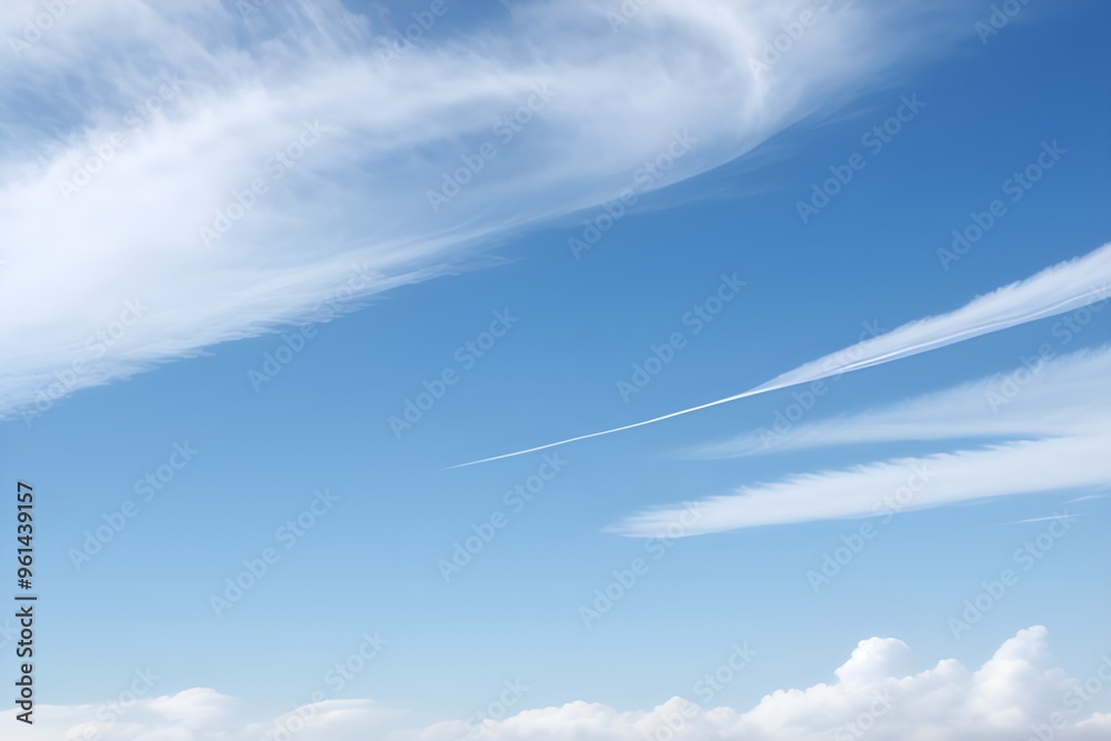 Tranquil Blue Sky Isolated on White Space Background