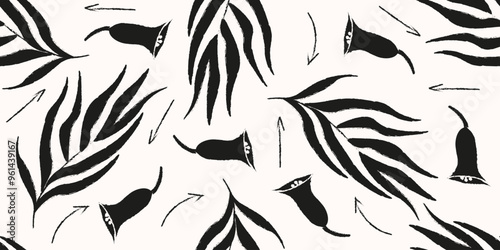 Toile De Jouy vintage Floral seamless pattern. Boho style grunge ornament with flowers in trendy engraving stylish and featuring delicate. Vector illustration. EPS 10