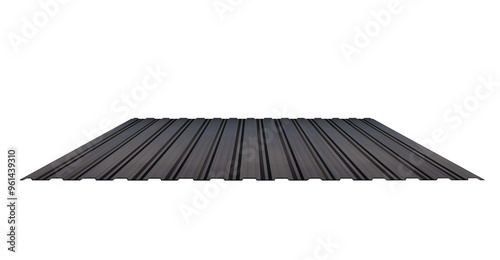 Black corrugated sheet metal isolated on transparent background in perspective view, illustration 