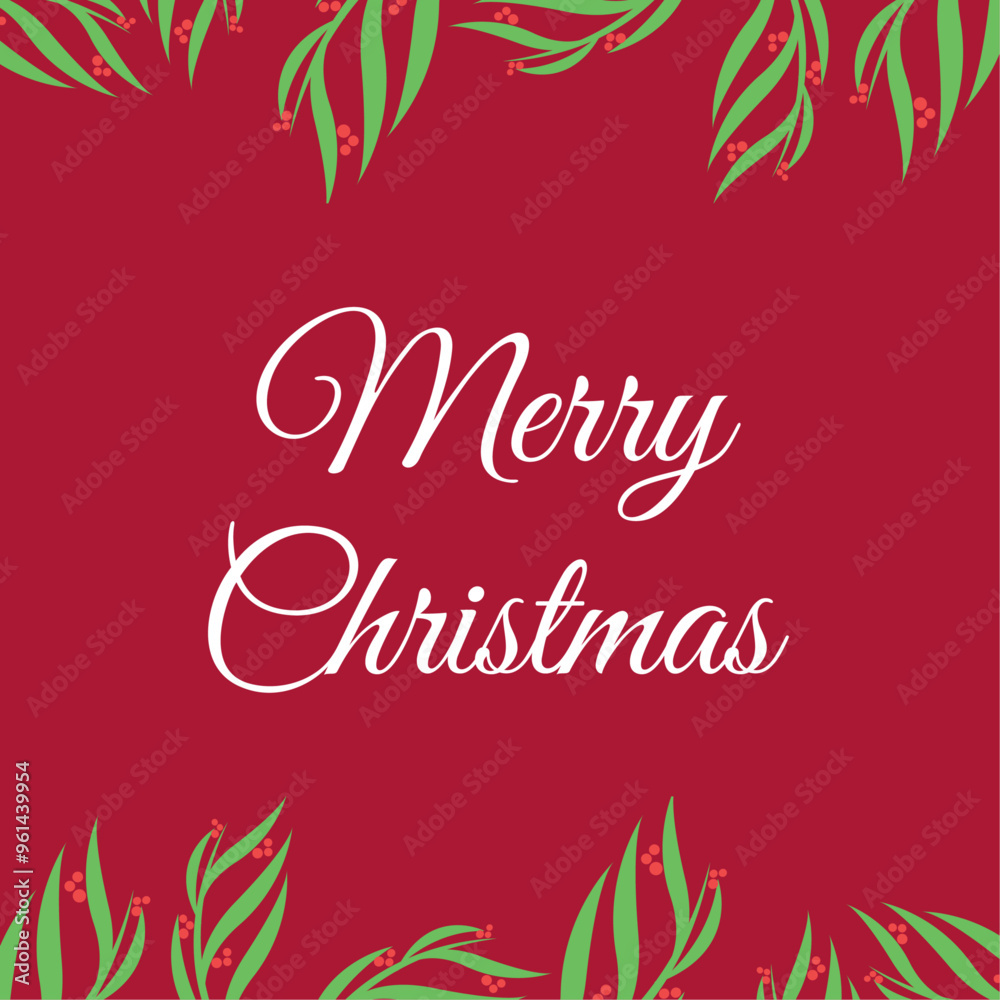 Obraz premium Merry Christmas border design with mistletoe vector design