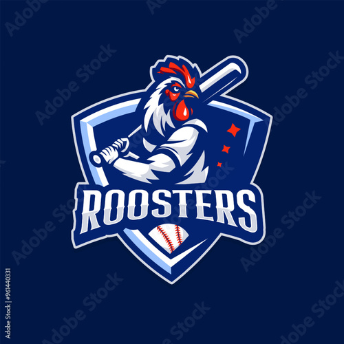 Chicken Roster Baseball Sports Logo