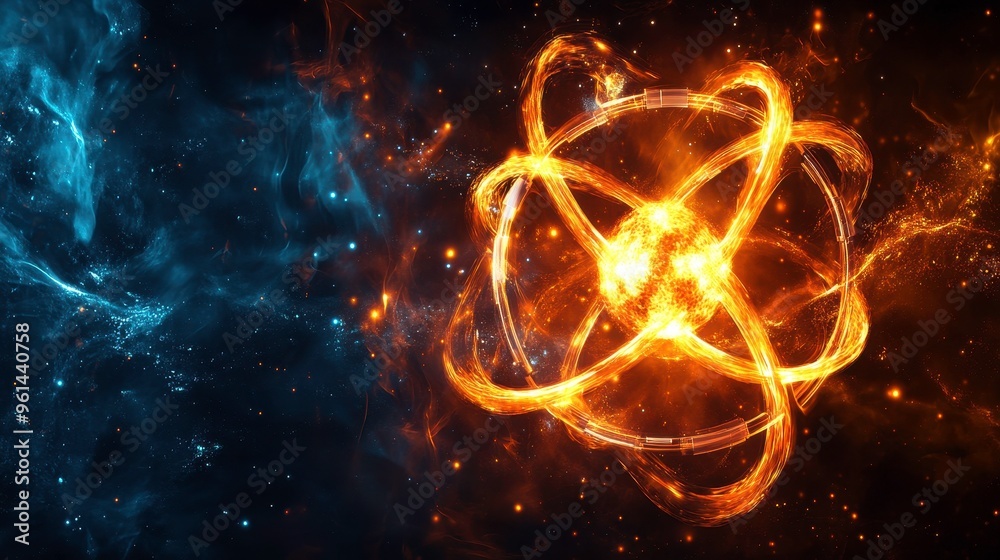 Obraz premium Interaction of nuclear fuel with control rods during fission, regulating energy output