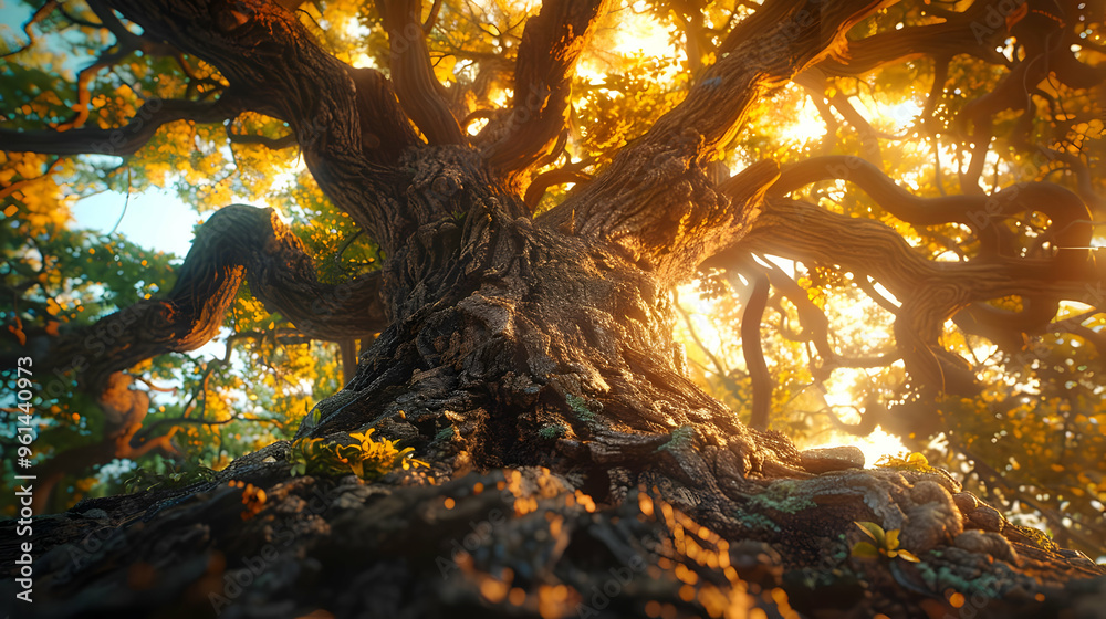 Sunlight Through Tree Branches - 3D Illustration Sunlight Through Tree Branches - 3D Illustration