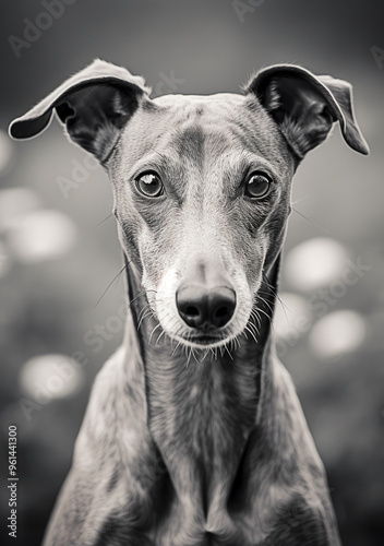Studio photography of a Whippet