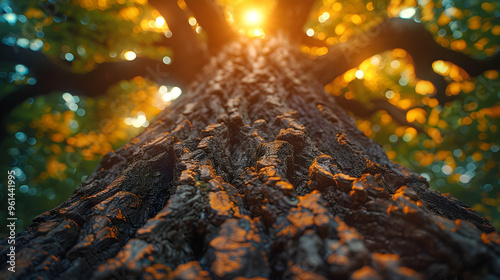 Closeup Tree Bark with Sunlight Abstract Illustration