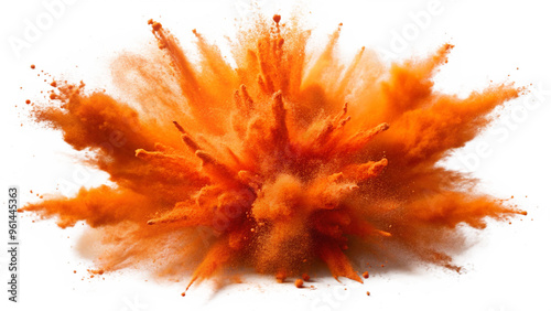 Powder festival explosion burst, smoke plume isolated on transparent background photo