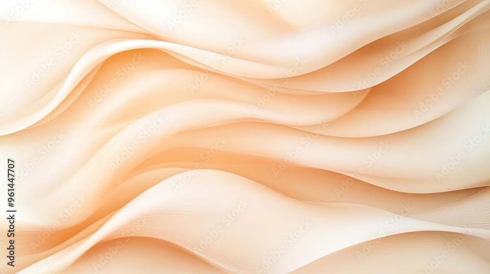 Fototapeta premium Soft, flowing fabric texture in a warm, peach hue, ideal for background or textile design inspiration.