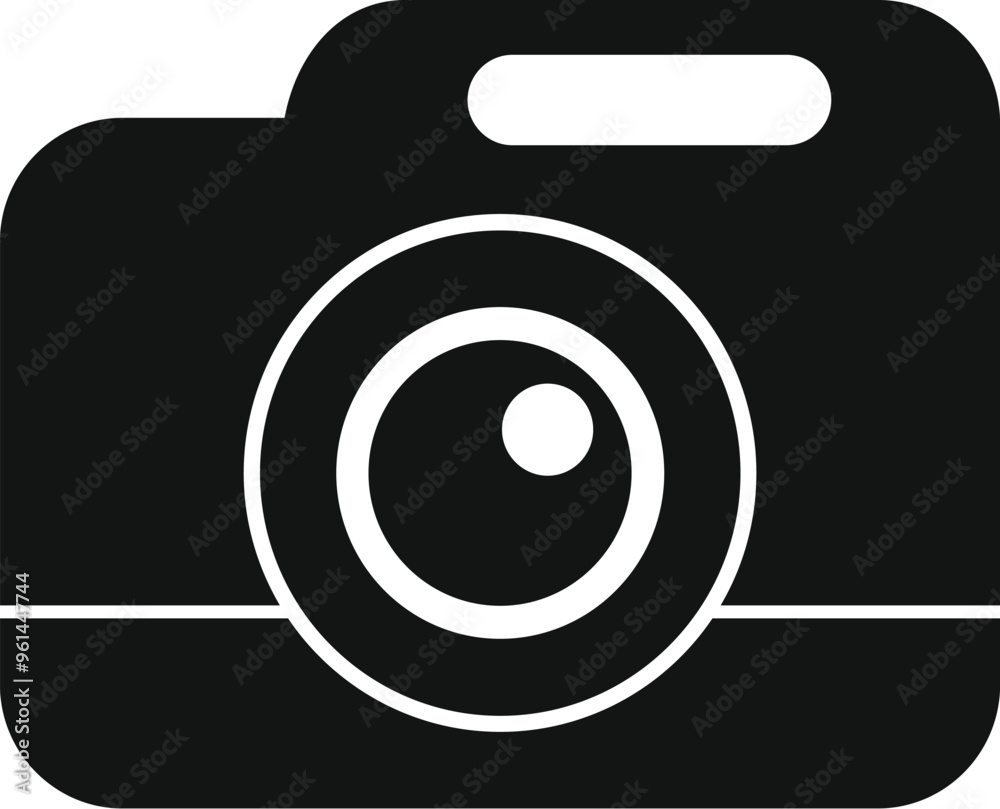 Simple black and white digital camera icon representing photography and image taking Simple black and white digital camera icon representing photography and image taking