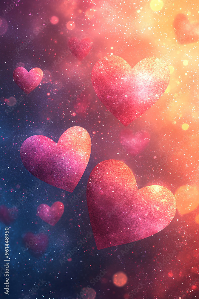 Soft watercolor background with light bokeh and heart motifs in pastel tones, creating a romantic feel, flat vector illustration. Soft watercolor background with light bokeh and heart motifs in pastel tones, creating a romantic feel, flat vector illustration.