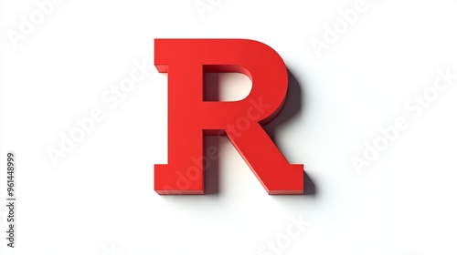 Isolated 3D letter "R" on a white background, an alphabetic symbol.