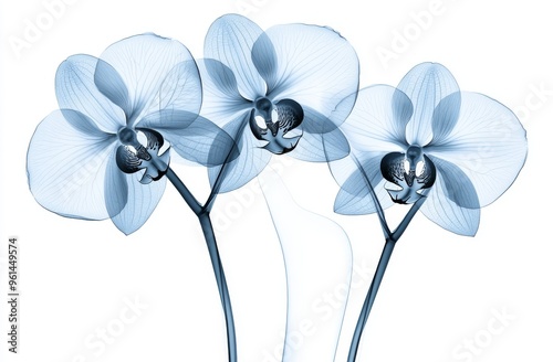 Images of an orchid isolated on white, taken by X-ray