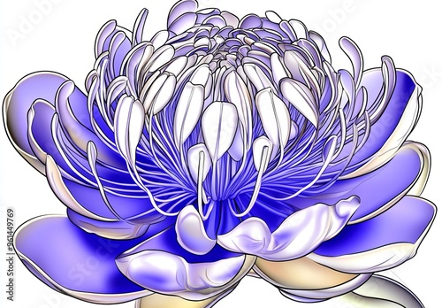 Nodding pincushi flower isolated on white in x-ray
