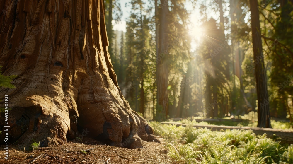 A vast tree, anchored centrally in a forest, bathed in sunlight filtering through verdant foliage, casts shadows upon the floor dotted with golden sunbeams A vast tree, anchored centrally in a forest, bathed in sunlight filtering through verdant foliage, casts shadows upon the floor dotted with golden sunbeams
