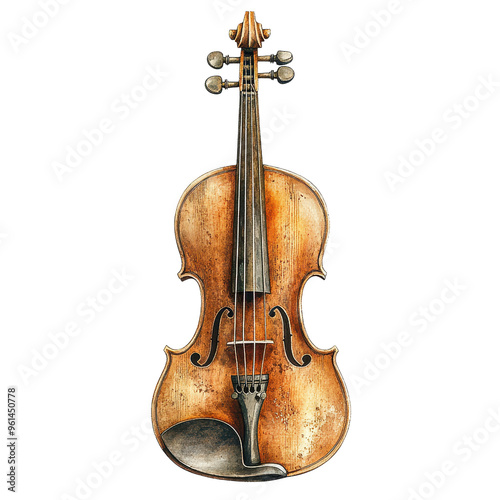 Beautifully crafted wooden violin showcasing intricate details and rich tones, perfect for music lovers and artistic projects.