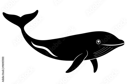 Whale Silhouette, Vector Illustration, Animal Wildlife Clipart