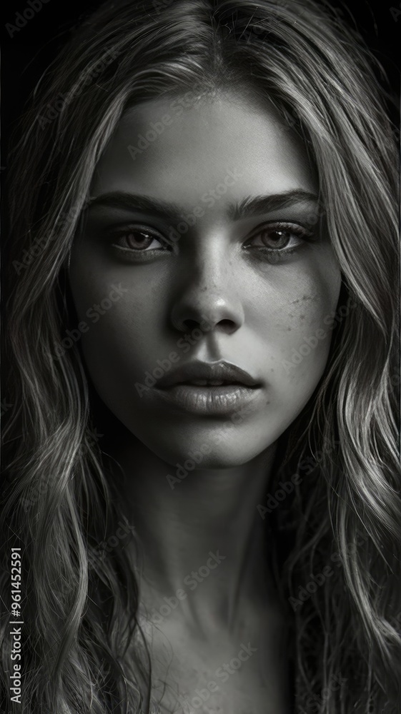 Professional Black and White Photography. Female Model. Portrait Professional Black and White Photography. Female Model. Portrait
