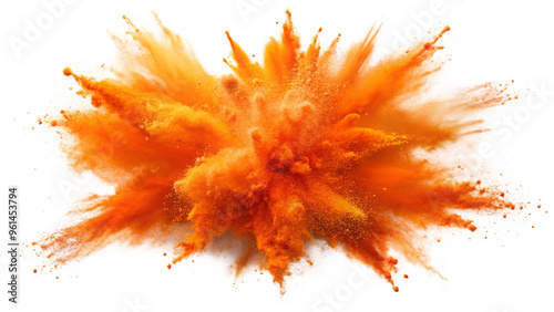 Powder festival explosion burst, smoke plume isolated on transparent background photo