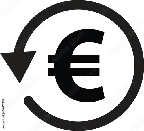 Euro cashback icon isolated on white background . Euro refund icon vector