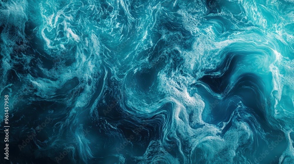 Vivid waves of the ocean paired with abstract cloud patterns Vivid waves of the ocean paired with abstract cloud patterns