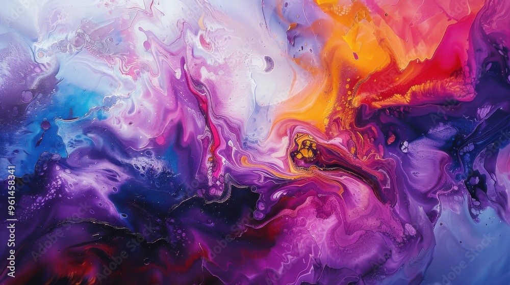 explosion of vibrant colors swirling together in a chaotic, fluid abstract painting. Deep purples, pinks, and oranges blend dynamically, creating an energetic visual feast explosion of vibrant colors swirling together in a chaotic, fluid abstract painting. Deep purples, pinks, and oranges blend dynamically, creating an energetic visual feast
