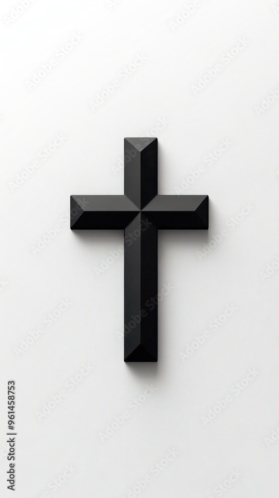 Cross Icon in Black on White Background - Religious Symbol Artwork for Design. Cross Icon in Black on White Background - Religious Symbol Artwork for Design.